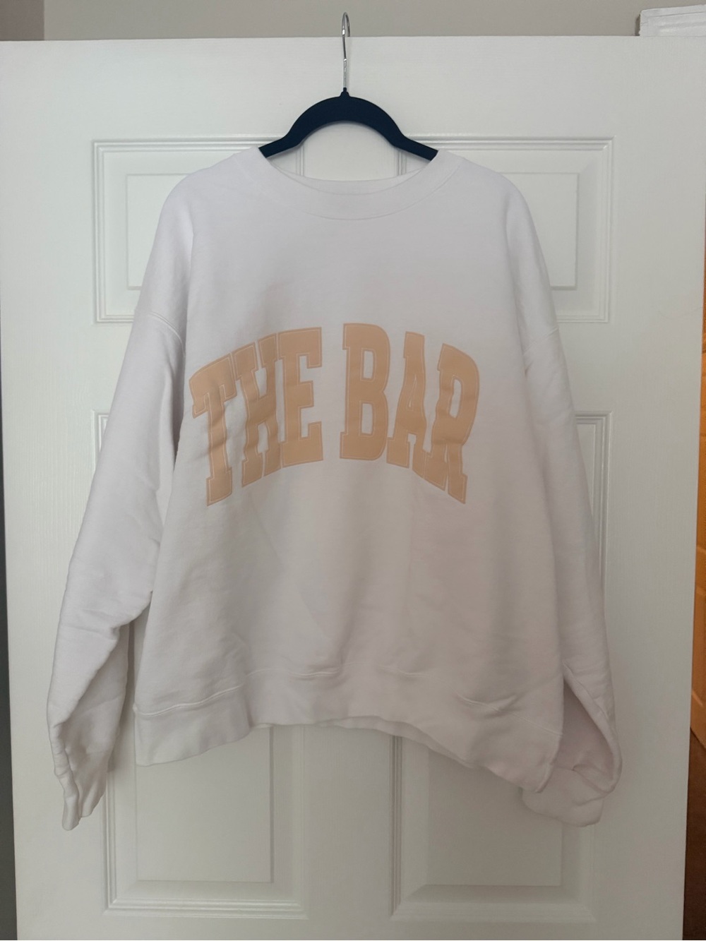 The Bar White Crewneck Sweatshirt with Beige Logo